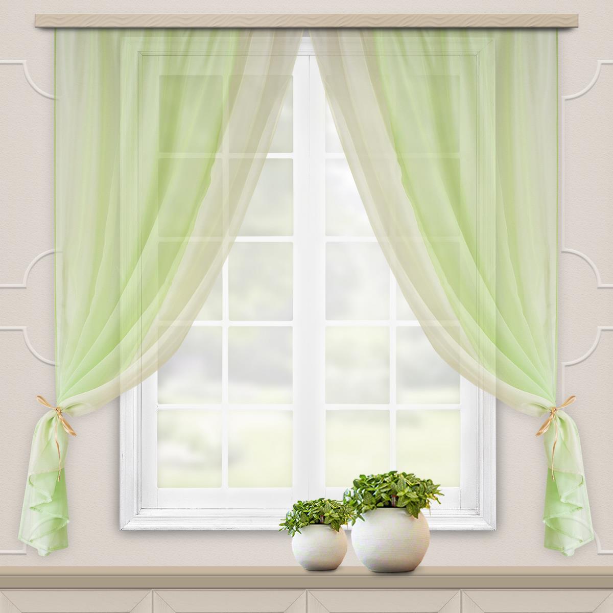 Комплект штор вуаль Fine Line Лили, зеленый