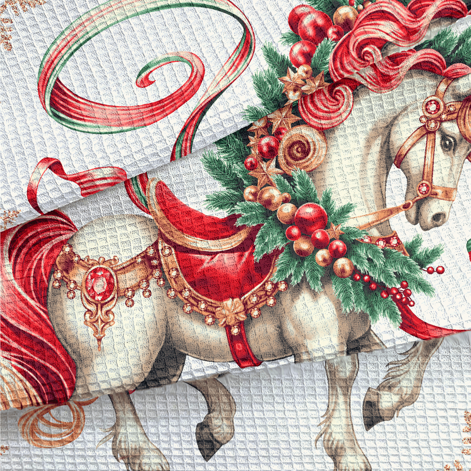 Полотно вафельное 50 см наб 29403-4 Сказочный конь