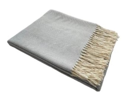 Плед смесовой Все ДOMA/Vse DOMA с бахромой бел-сер, Мэри