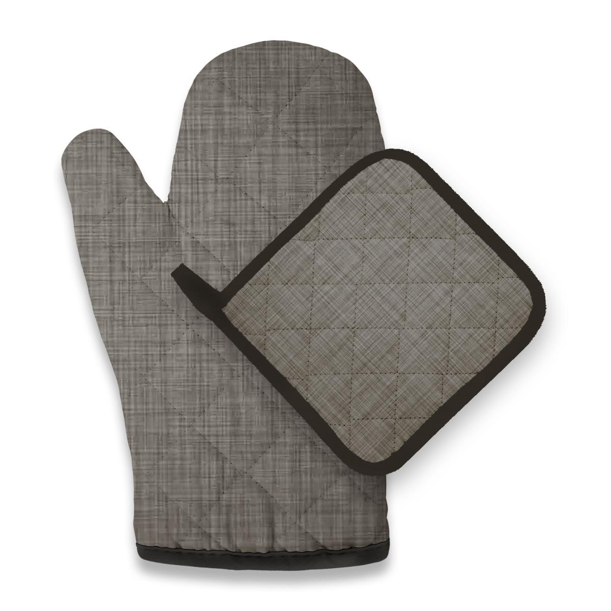 Комплект кухонный (прихватка, прихватка-рукавица) рогожка Fine Line 35007-3 Пестроткань тауп