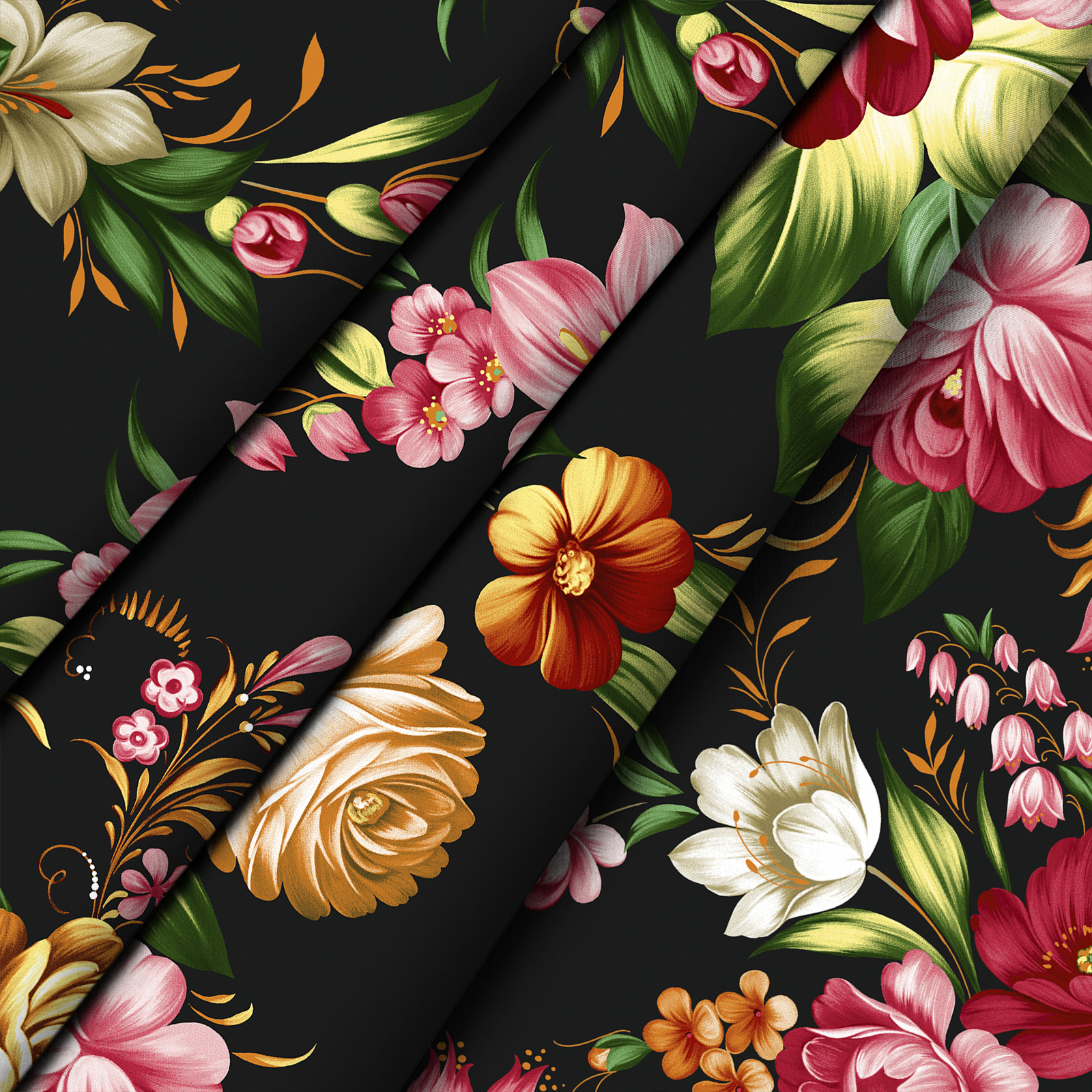 Бязь Премиум 220 см наб 72204-1 Жостовская роспись