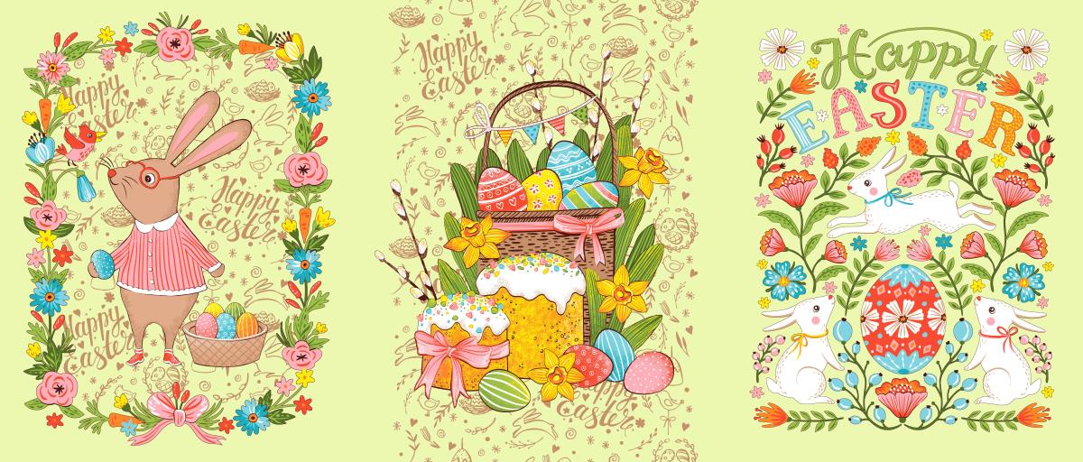 Полотно вафельное 150 см 35066-1 Happy Easter