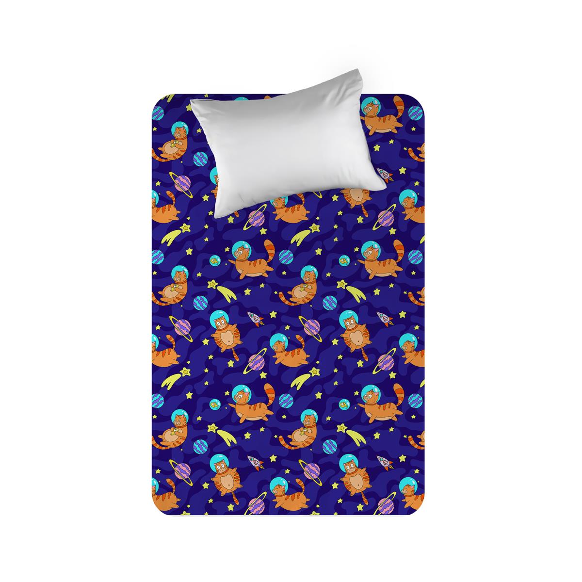 Простыня перкаль WENGE KIDS 60097-1 Astronaut cat