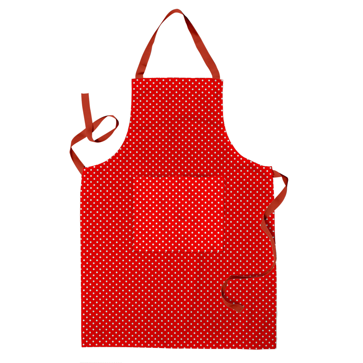 Фартук с карманом рогожка Fine Line 62064-1 Белый горох на красном