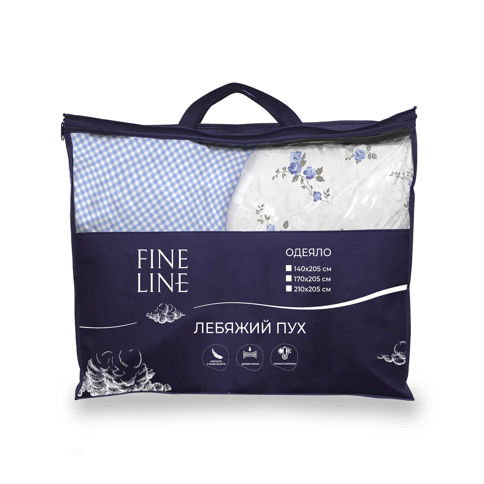 Одеяло Fine Line с кантом, коллекция Прованс, дизайн Флокс, лебяжий пух, перкаль