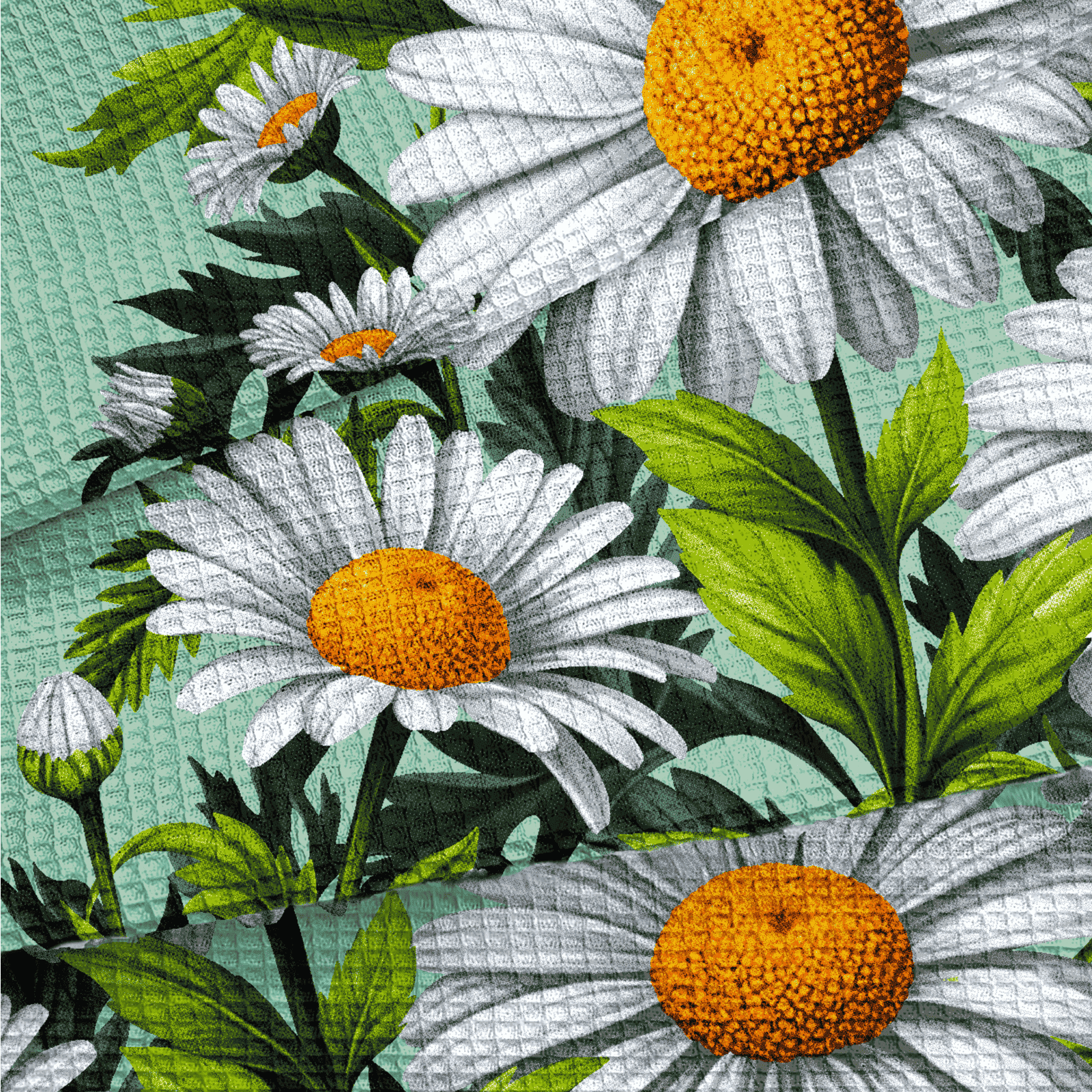 Полотно вафельное 50 см наб 29440-2 Ромашки