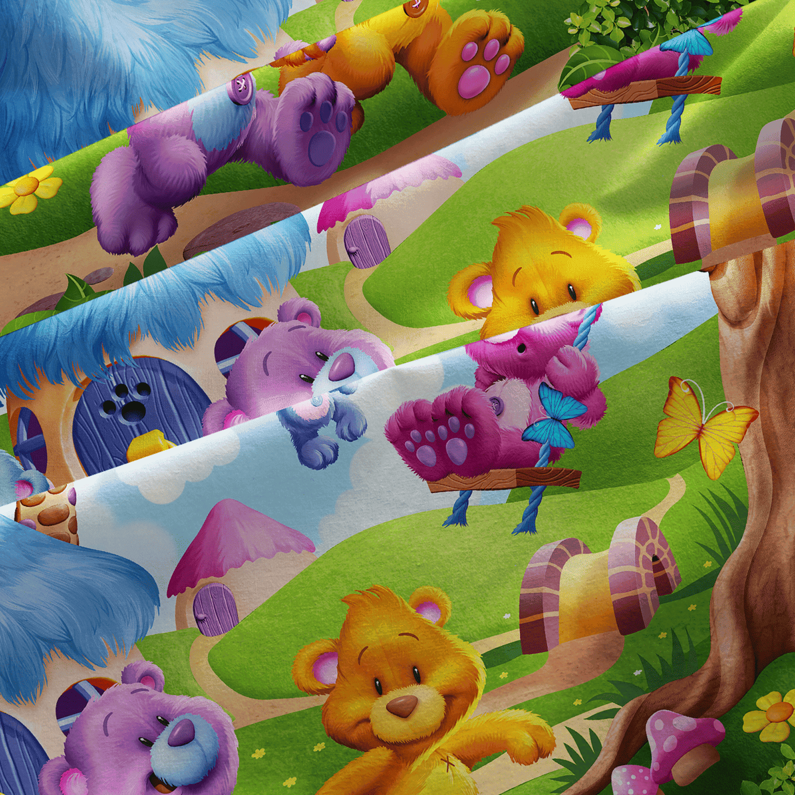 Бязь наб 150 см Премиум 4614-1 Радужные мишки