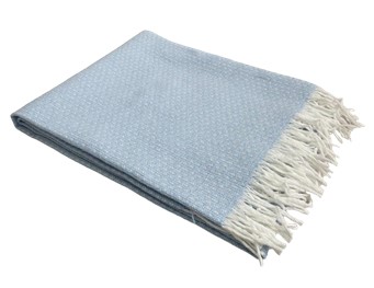 Плед смесовой Все ДOMA/Vse DOMA с бахромой букле бел-голуб, Марта