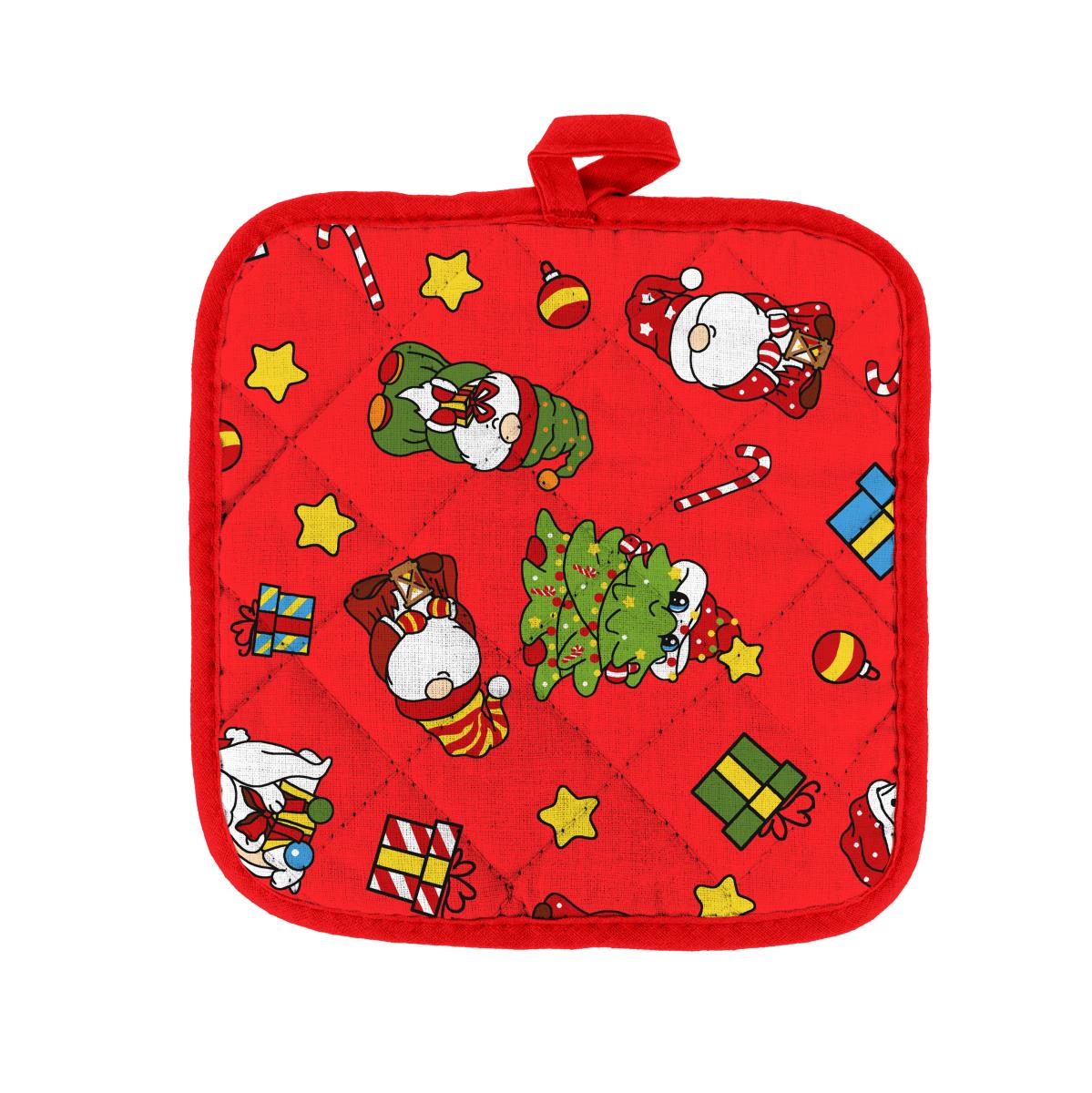 Прихватка рогожка WENGE 29167-1 С Новым годом (красная)