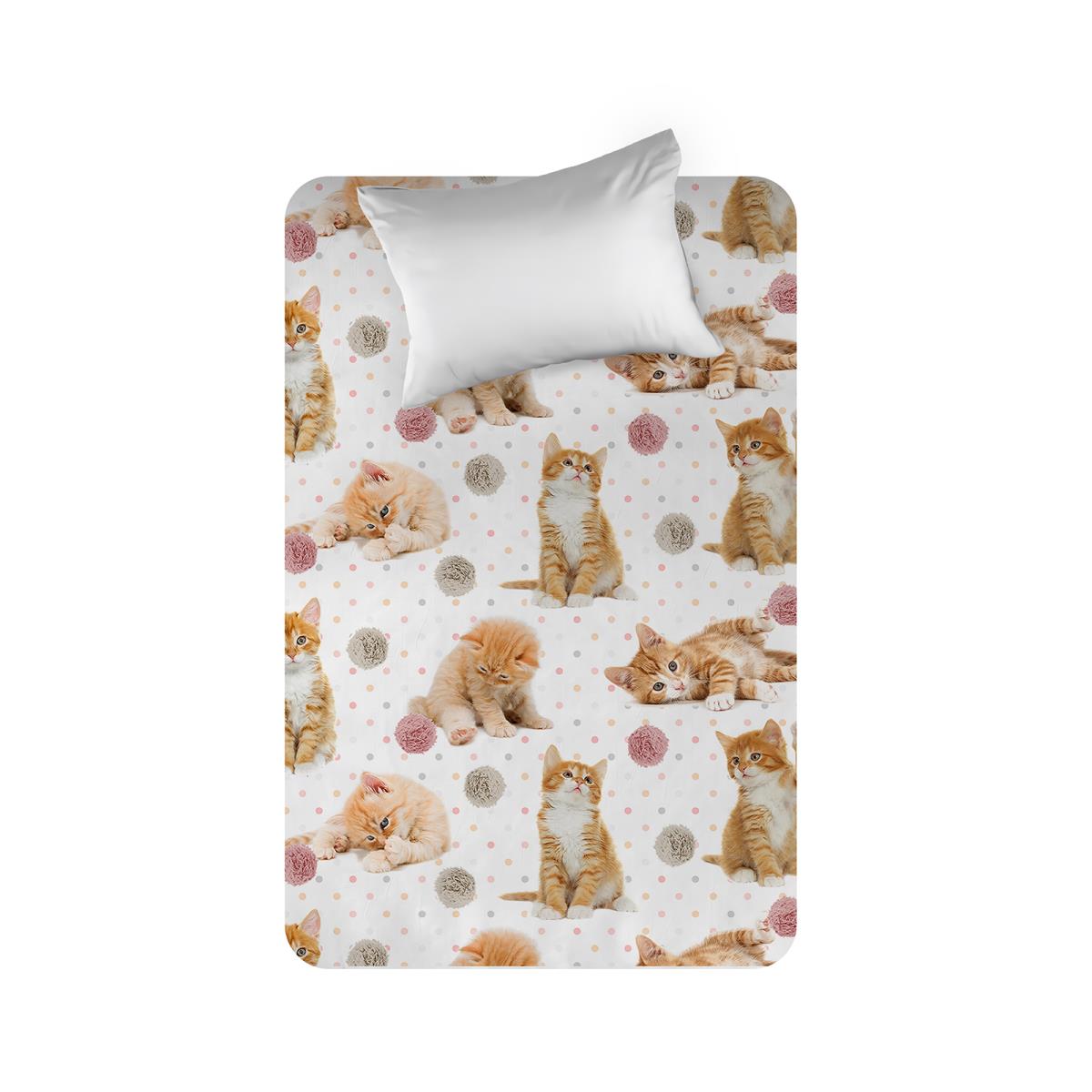 Простыня перкаль WENGE KIDS 16084-1 Kitten orange