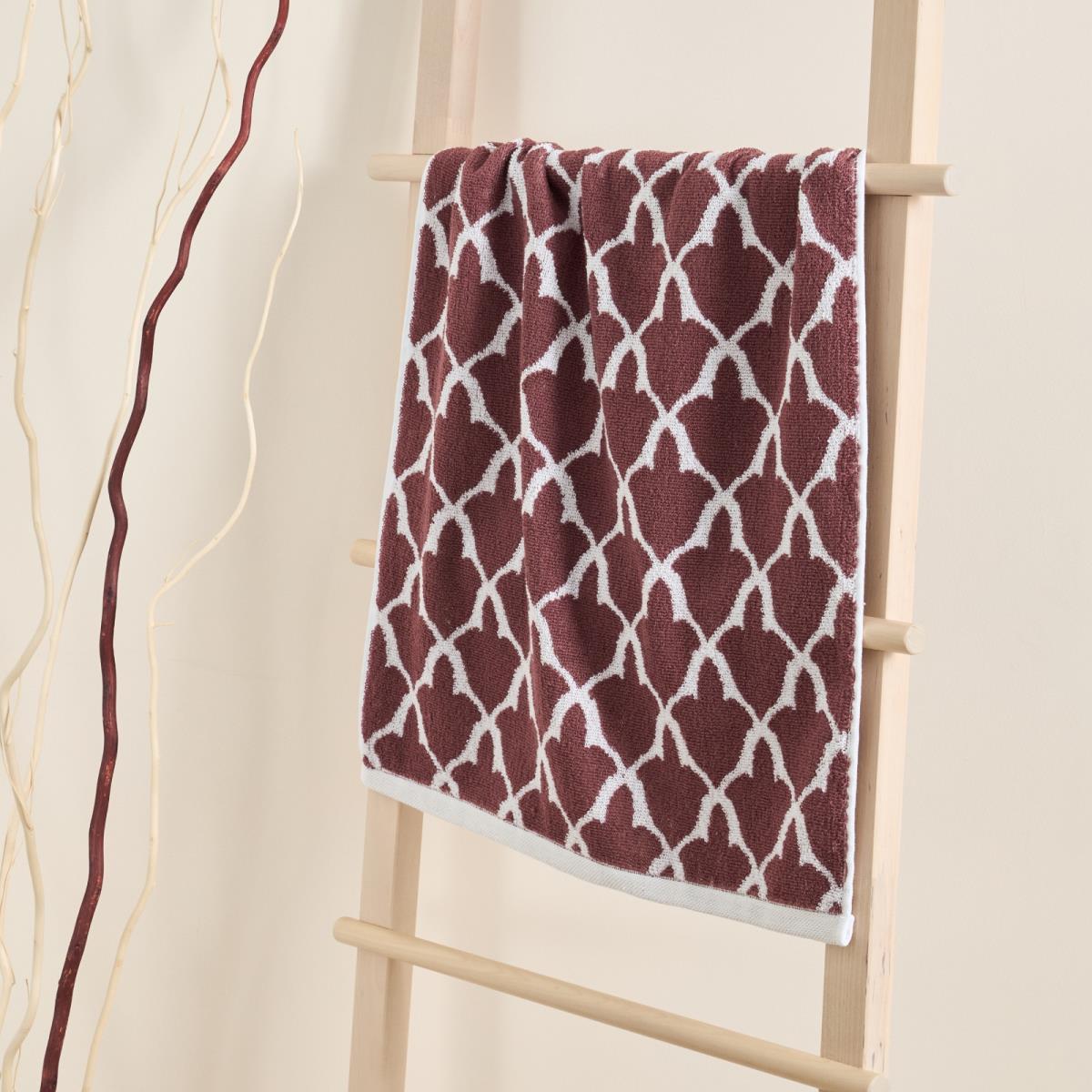 Полотенце махровое Fine Line Орнамент, коричневый, пестроткань