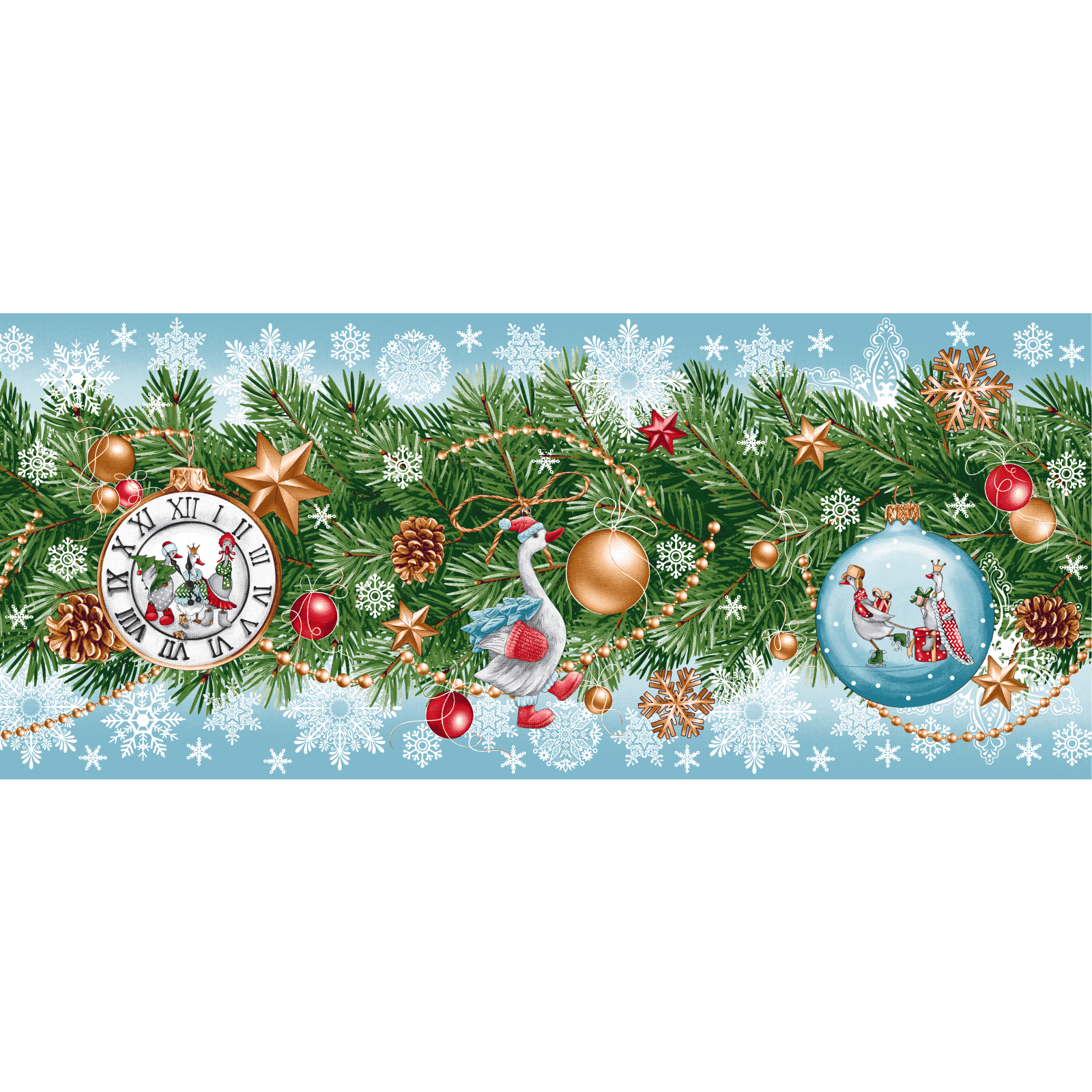 Полотно вафельное 150 см наб 29388-1 Новогодние гуси