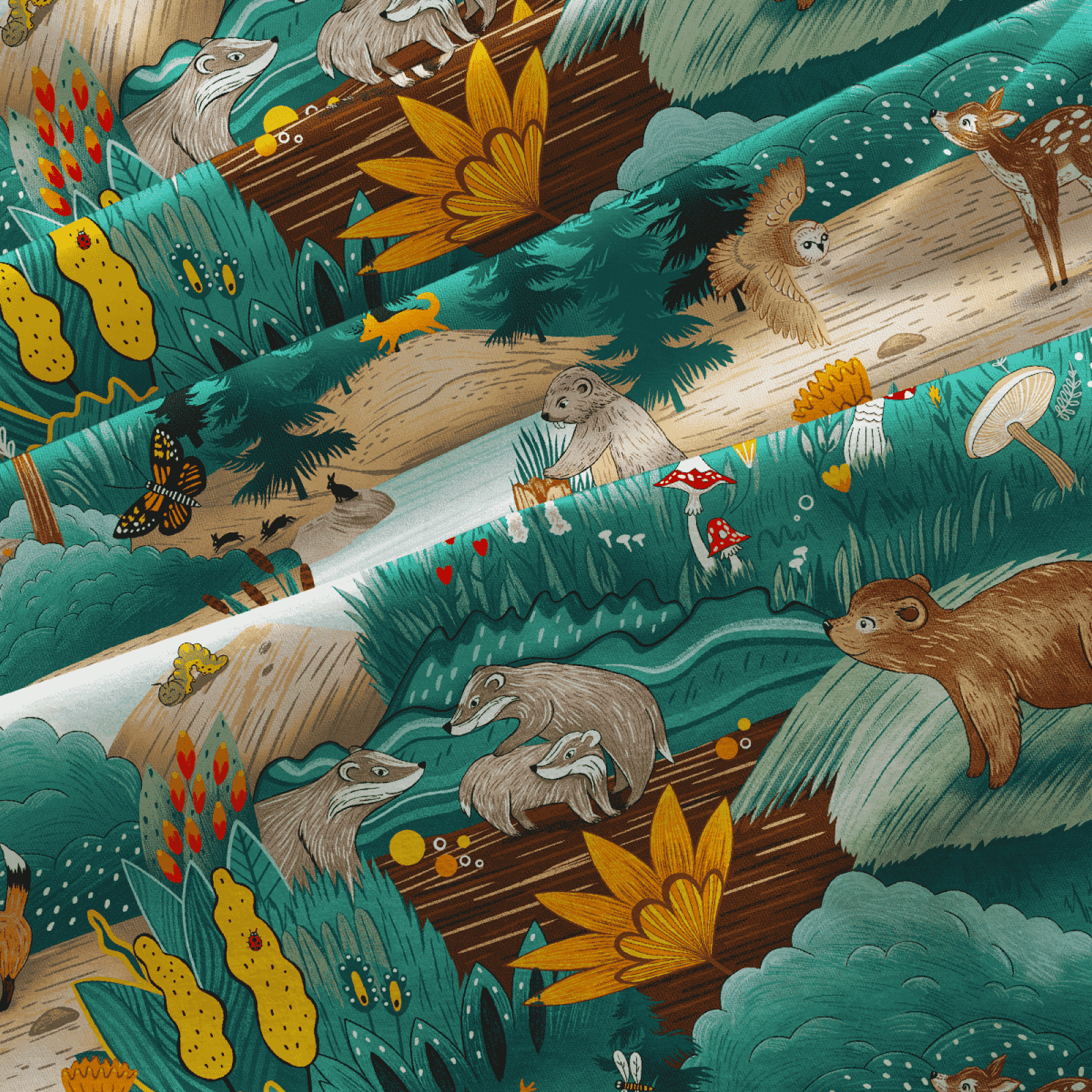 Перкаль 150 см наб 13482-1 Лесные истории