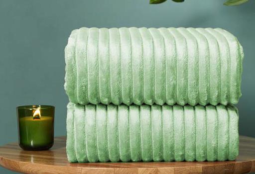 Плед велсофт Fine Line Серо-зелёный 170215 полоса 3 см