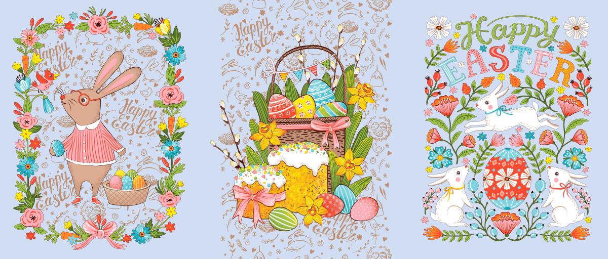 Полотно вафельное 150 см 35066-2 Happy Easter