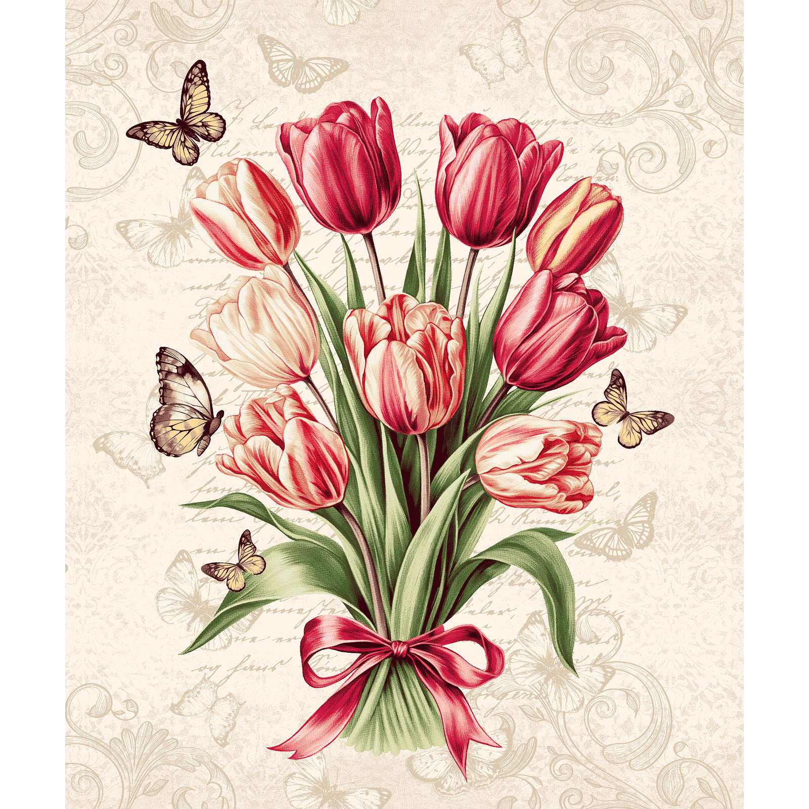 Полотно вафельное 50 см наб 29494-1 Тюльпановые искры