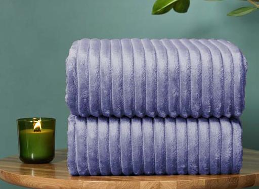 Плед велсофт Fine Line Синий гранит 183933 полоса 3 см