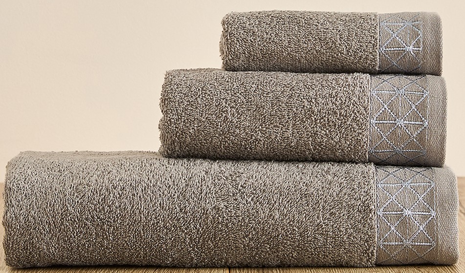 Комплект из 3-х махровых полотенец FLOOX бордюр Диана, серый