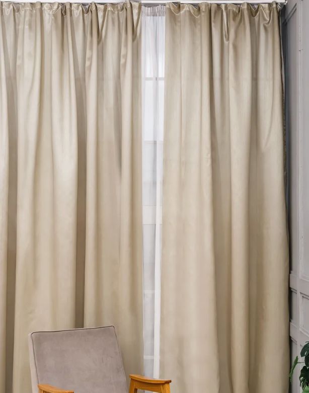 Штора портьера жаккард Fine Line, Бамбук, св.бежевый