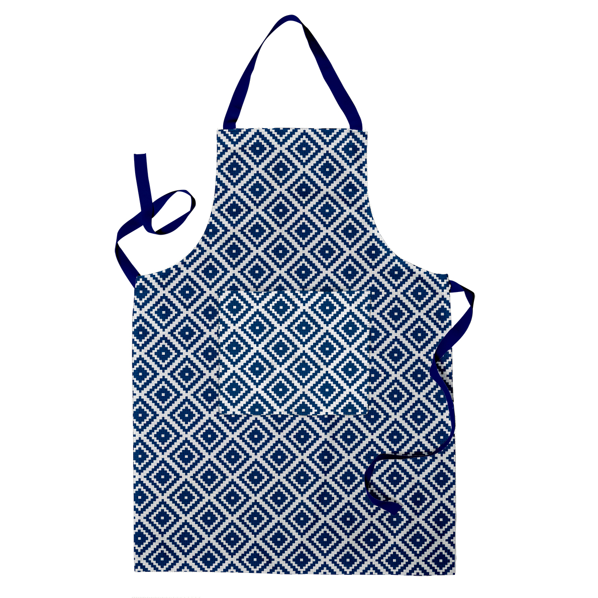 Фартук с карманом рогожка Fine Line 62077-2 Геометрия синий