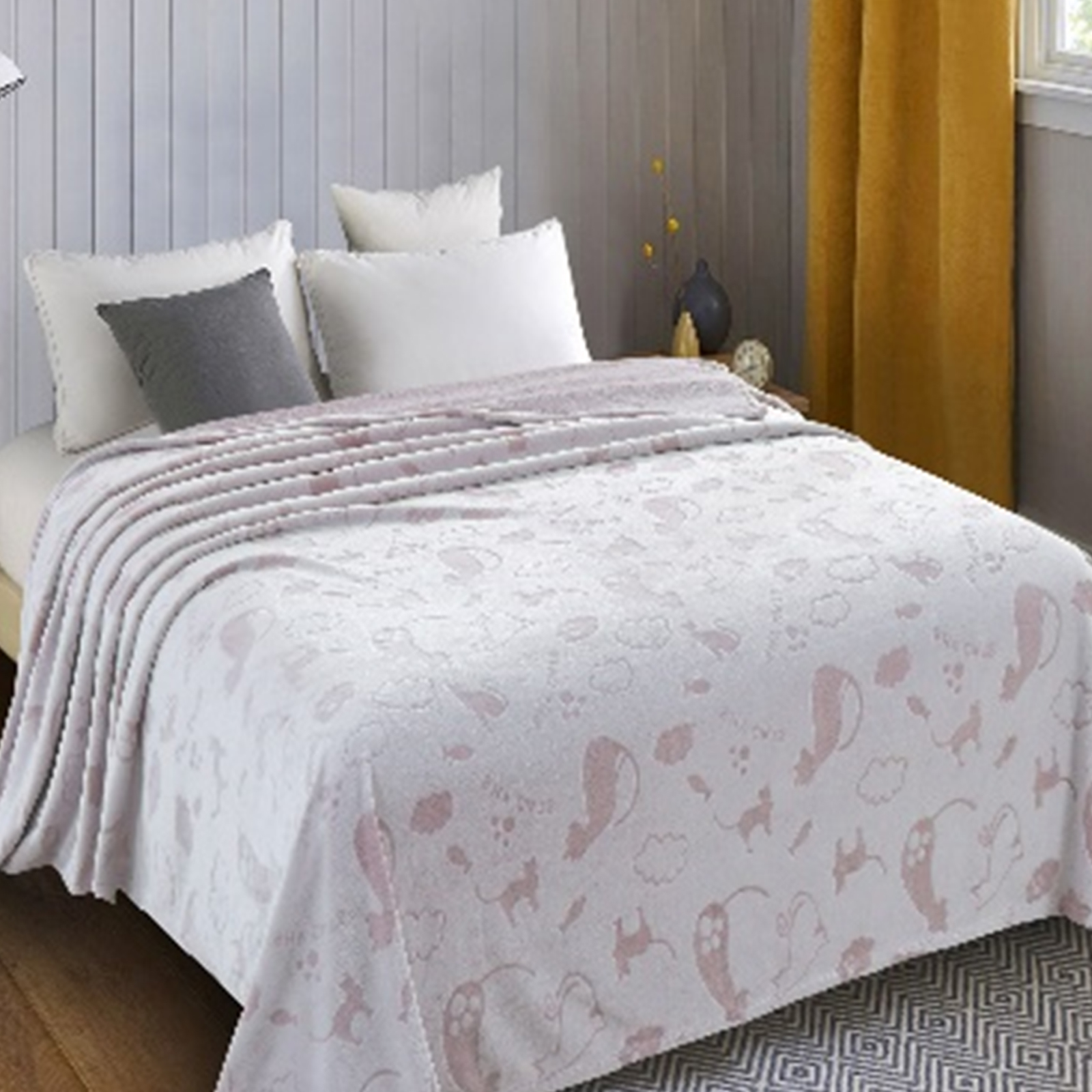 Плед велсофт Все ДOMA/Vse DOMA Котики, цвет какао, стрижка, ролик