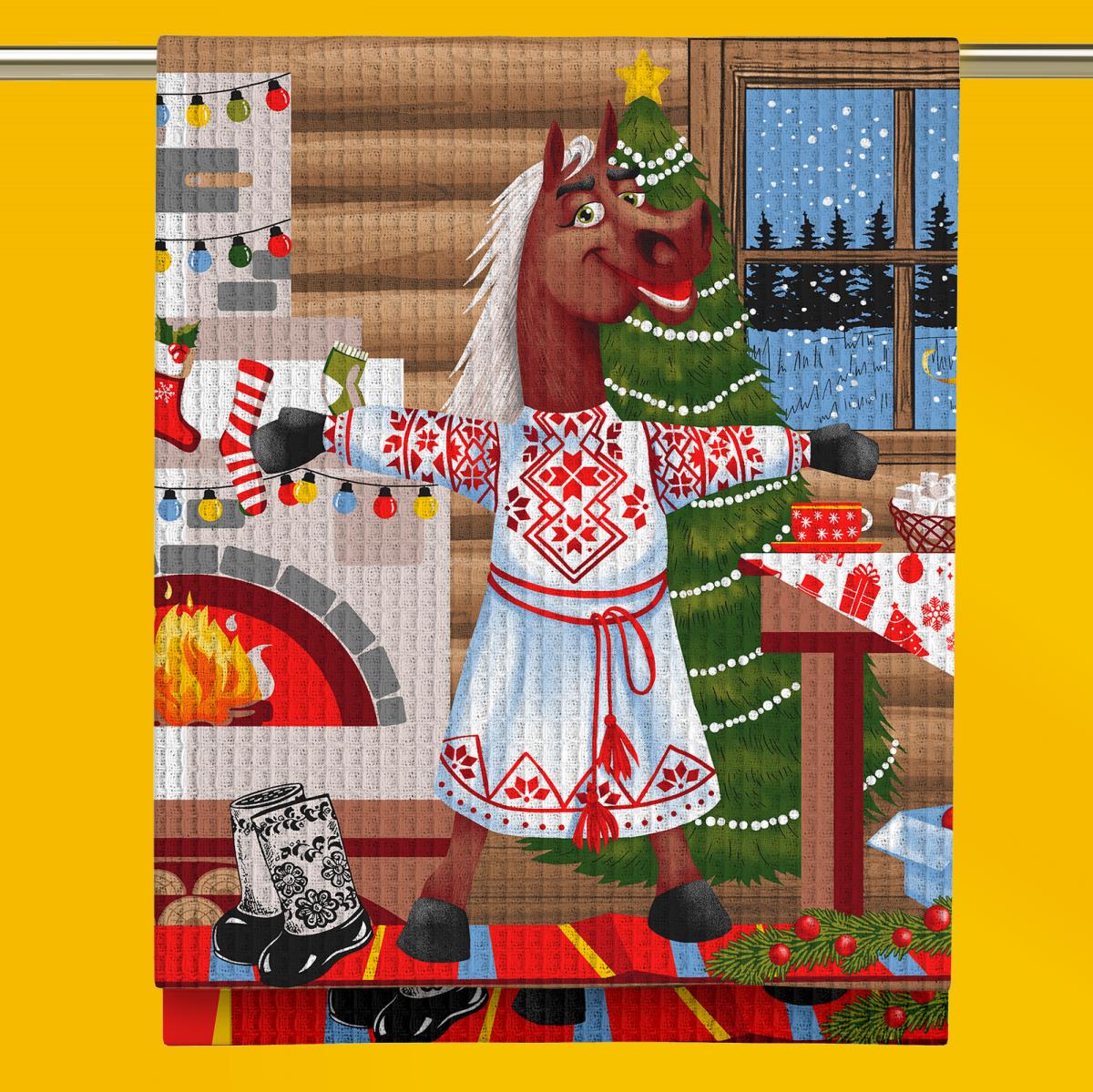 Полотенце вафельное Все ДOMA/Vse DOMA 29398-1 Хозяин зимнего терема