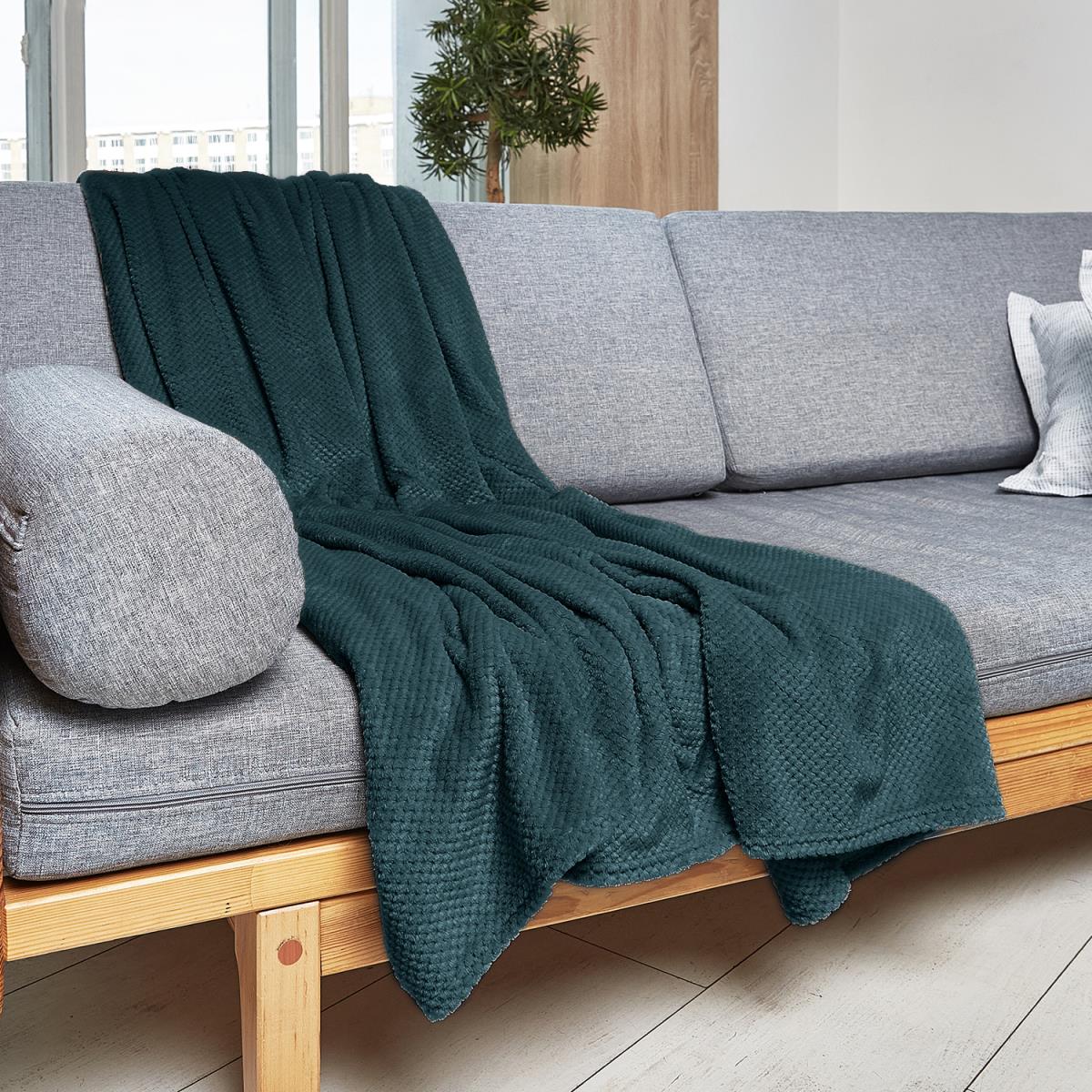 Плед велсофт Все ДOMA/Vse DOMA пиноли, цвет изумрудный, ролик