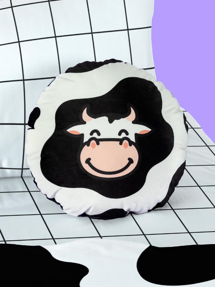 Подушка декоративная бархат круглая Crazy Getup 16567-1 Cow