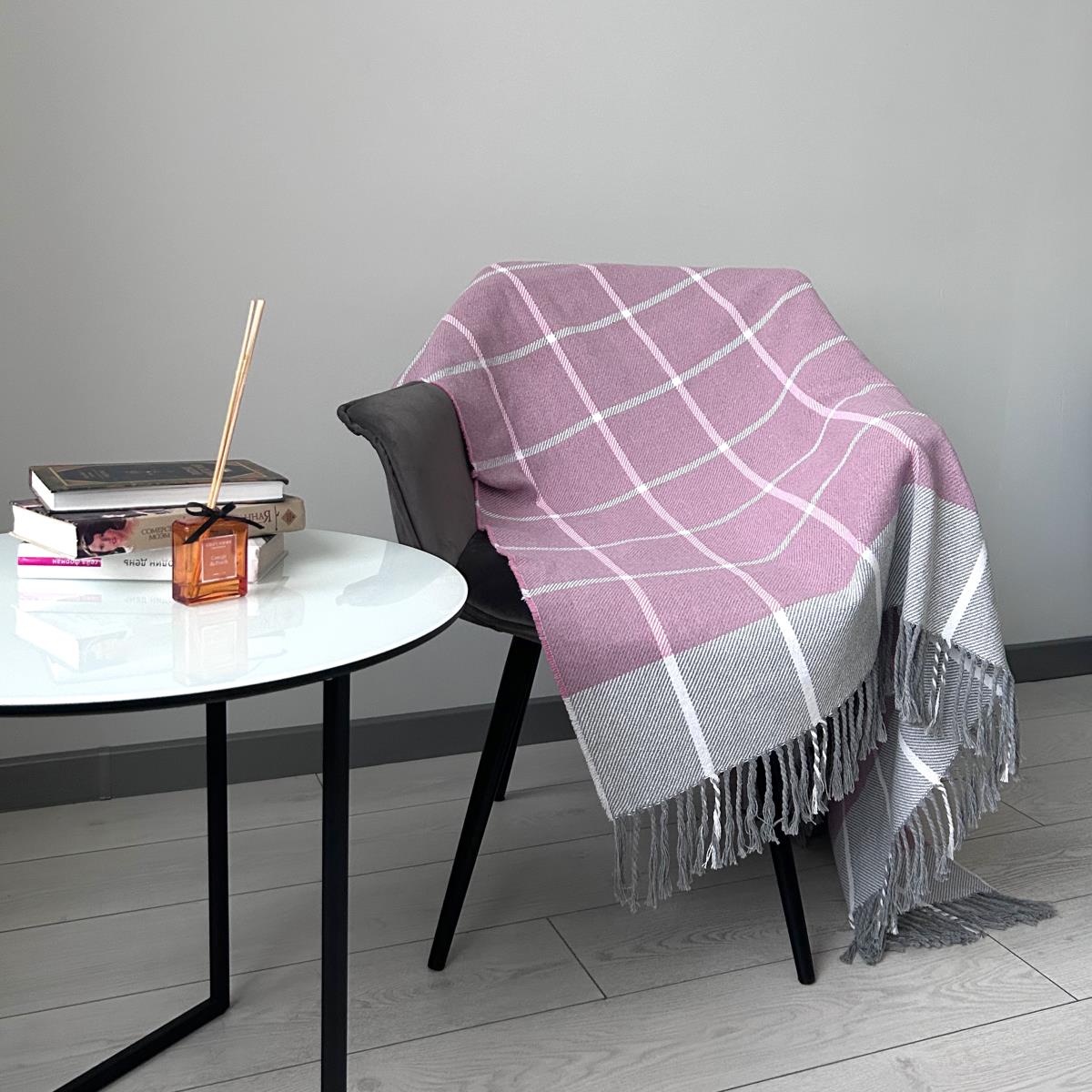 Плед WENGE Concept Maya с бахромой белый/серый/розовый