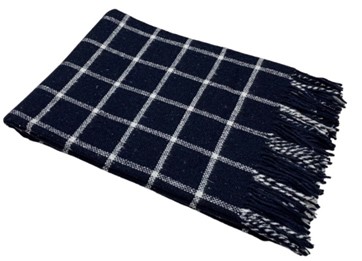 Плед смесовой Все ДOMA/Vse DOMA с бахромой т.син-бел., Римма