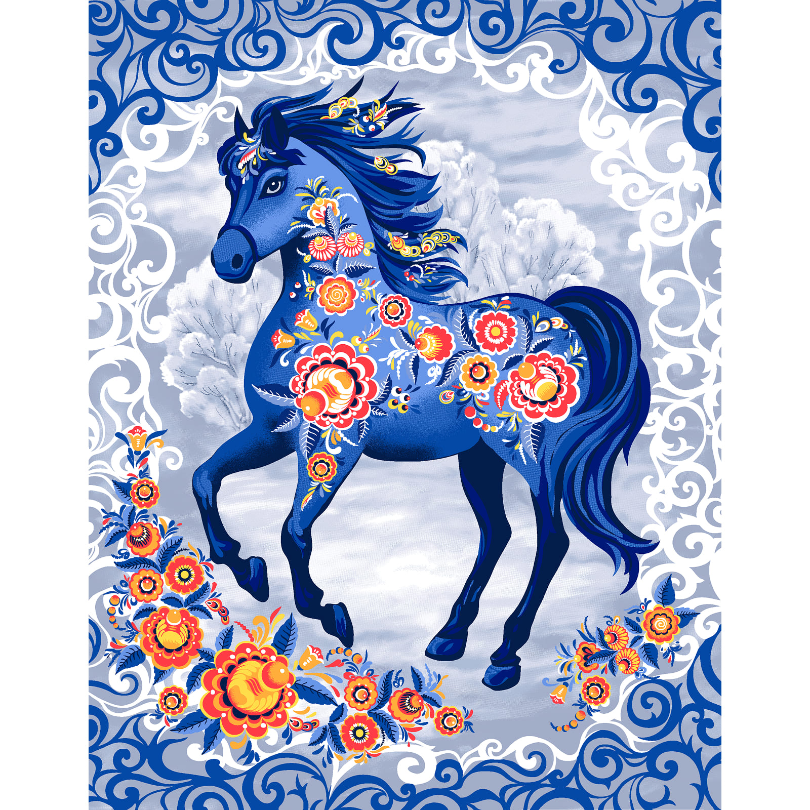 Полотно вафельное 50 см наб 29400-1 Живописный конь