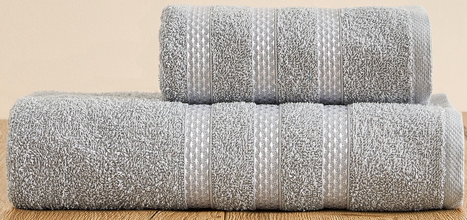 Комплект из 2-х махровых полотенец FLOOX бордюр Звезда, серый