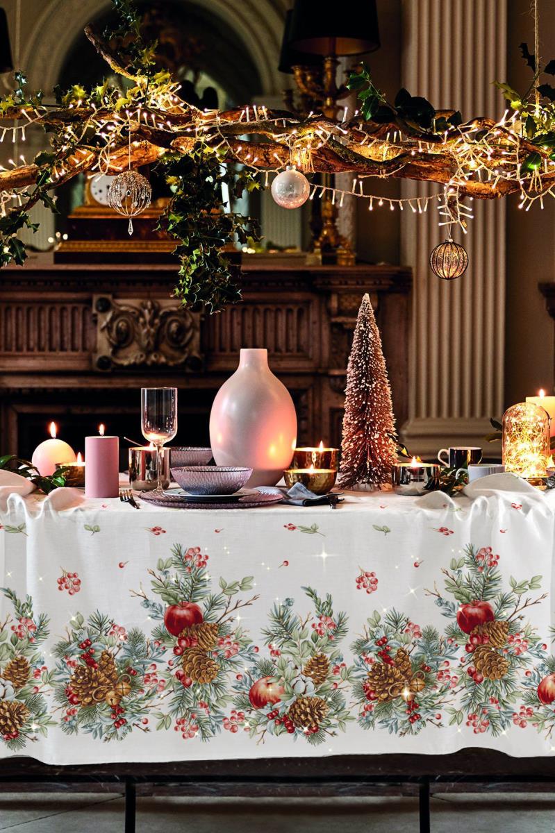 Скатерть рогожка WENGE 60099-1 глиттер White Сhristmas