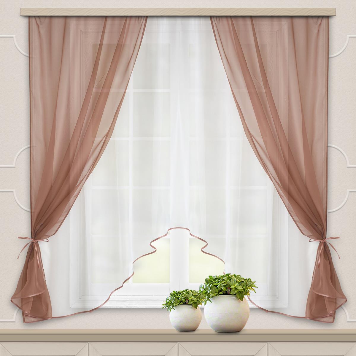 Комплект штор вуаль Fine Line Ария, какао-молочный