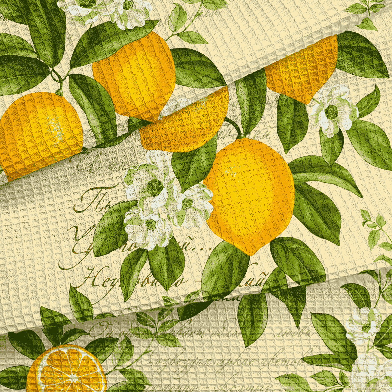 Полотно вафельное 50 см наб 29313-1 Лимоны