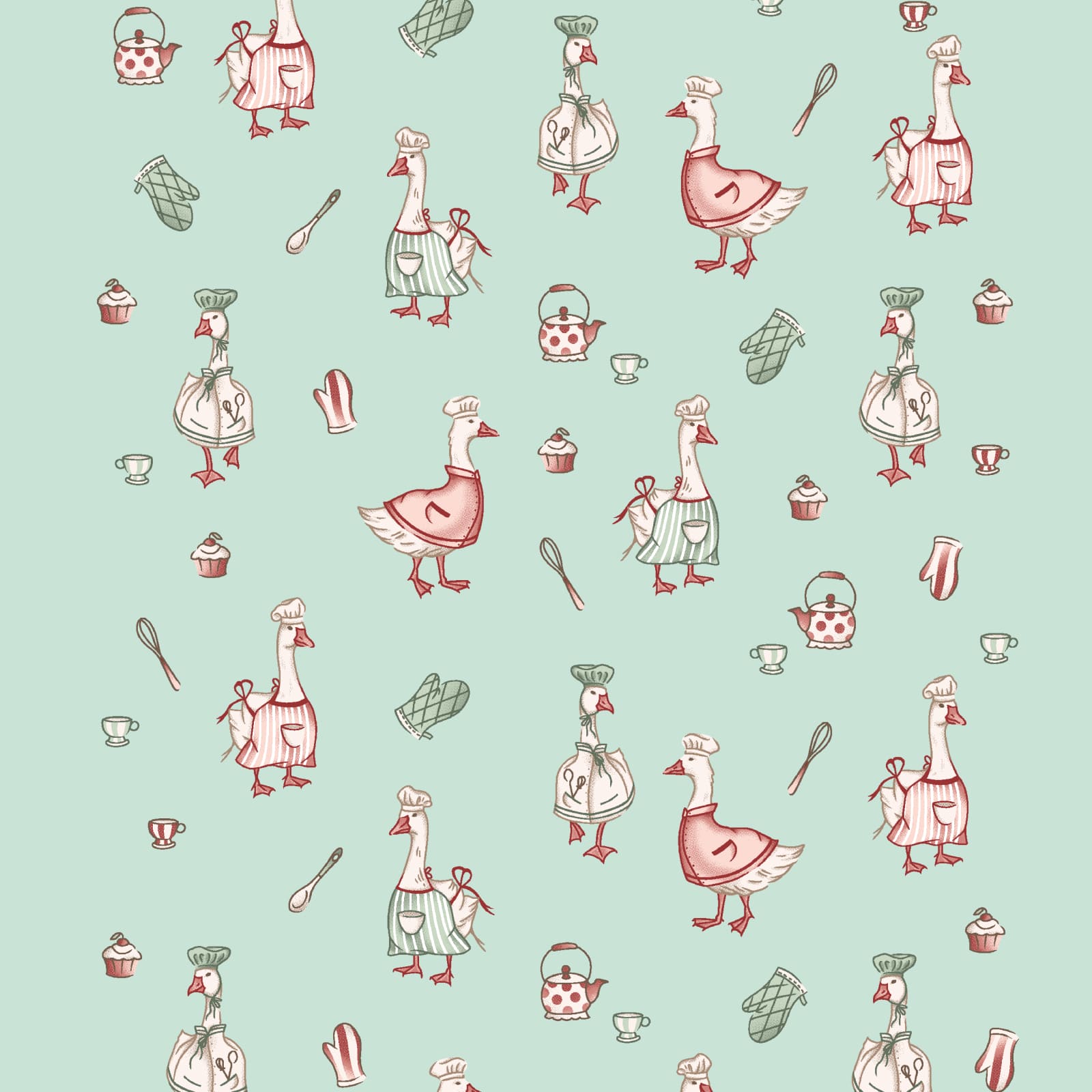 Полотно вафельное 50 см наб 29477-2 Гуси