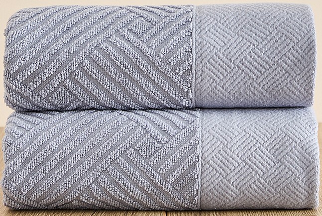 Комплект махровых полотенец FLOOX бордюр Венера, серо-голубой