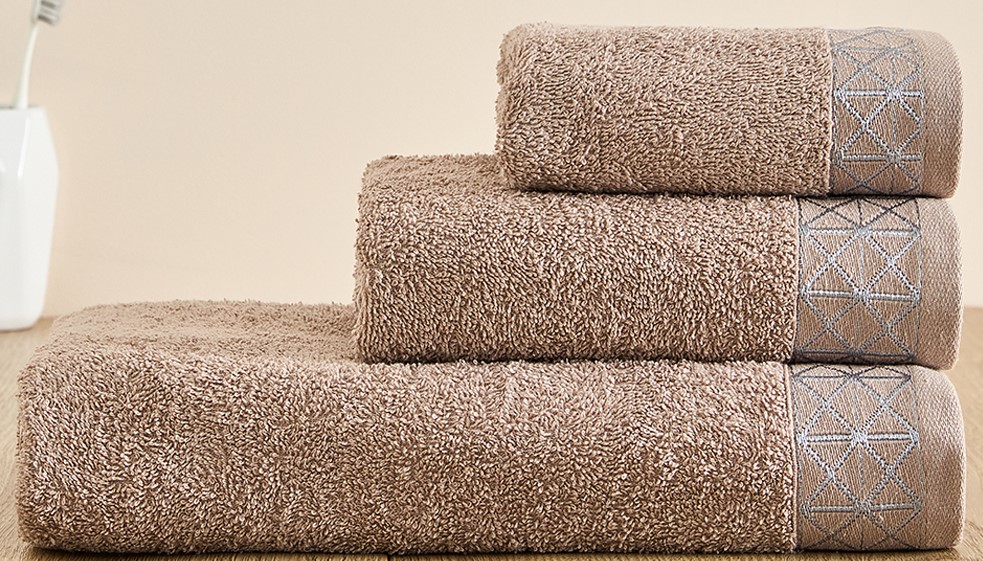 Комплект из 3-х махровых полотенец FLOOX бордюр Диана, бежевый