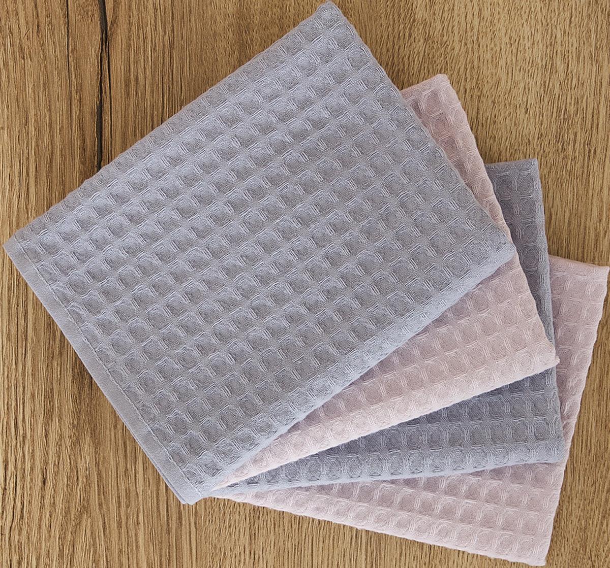 Комплект вафельных полотенец FLOOX бордюр Адель, серо-голубой/сирень