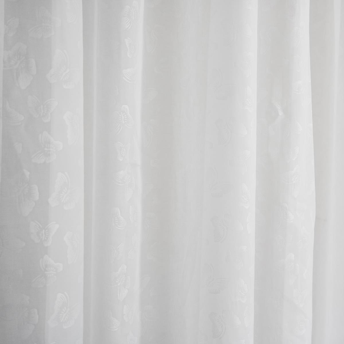 Штора вуаль Fine Line Бабочки тиснение, белый