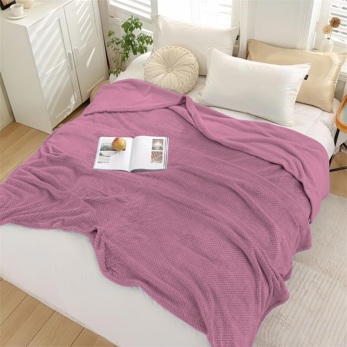 Плед велсофт Все ДOMA/Vse DOMA Гибискус, цвет бордовый, пиноли ролик