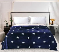 Плед велсофт Все ДOMA/Vse DOMA Звезды, цвет синий, гладье, ролик