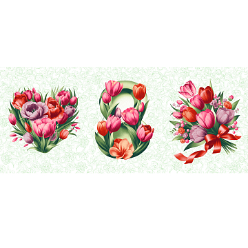 Рогожка 150 см наб арт. 904 29480-1 Розовые тюльпаны