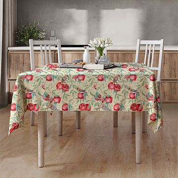 Скатерть рогожка Fine Line 62019-1 Гранаты на желтом