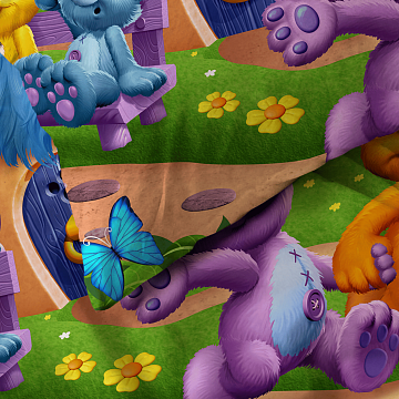 Бязь наб 150 см Премиум 4614-1 Радужные мишки