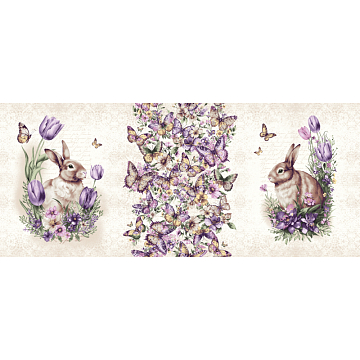 Рогожка 150 см наб арт. 904 29350-1 Винтажные кролики