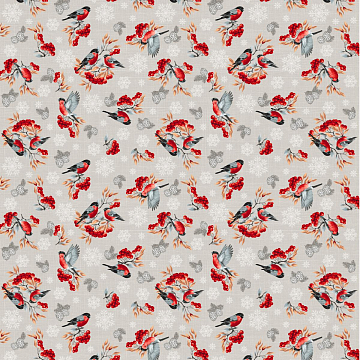 Рогожка 150 см наб арт. 904 29386-1 Снегири и рябина