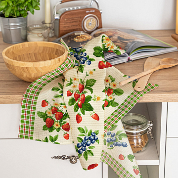 Полотно вафельное 50 см наб 29439-1 Сладкие ягодки