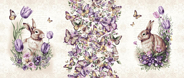 Рогожка 150 см наб арт. 904 29350-1 Винтажные кролики