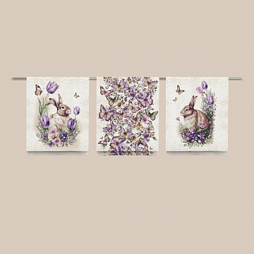 Рогожка 150 см наб арт. 904 29350-1 Винтажные кролики